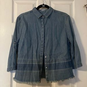 Calvin Klein Jeans Chambray Raw Hem Button Down
